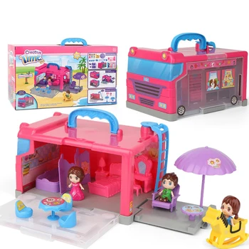 20PCS Vaikų Žaisti Namus, Sandėliavimo Namas Kelionės Autobusu Nešiojamų Saugojimo Dėžutė Mergina Žaislas