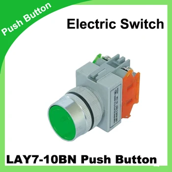22mm elektros jungiklį žalia LAY7-10 MLRD Jungiklis N/O LED 220Vac 10A stumti mygtuką, 50/60 Hz