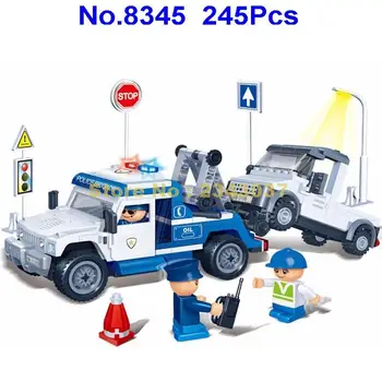 245pcs miesto policijos priekaba traukti atgal pullback automobilių, sunkvežimių kūrimo bloką Žaislas
