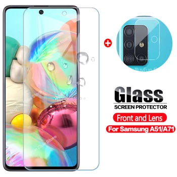 2in1 Grūdintas Stiklas Ant Samsung Galaxy A51 Fotoaparato Objektyvą Screen Protector, Stiklo Samsung A71 51 71 A515 A715 Stiklo Plėvelės