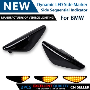 2vnt LED Rūkyti Dinaminis Šoninis Gabaritinis Žibintas Posūkio Signalo Eilės Indikatorių Šviesos BMW X3 F25 X5 E70 
