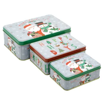 3 1. nustatyti Kalėdų dovanų dėžutėje alavuotoji skarda sausainių saldainiai saugojimo sudaro darbalaukio organizatorius Santa Claus sniego briedžių pingvinas Papuošalai