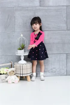 3 Spalvų vaikiški drabužiai spliced dizaino mergaičių suknelės pavadinimas prekės vaikams suknelė pavasarį, rudenį, vaikų drabužiai, nėriniai vaikas