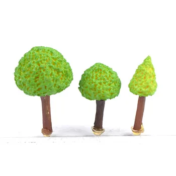 3 vnt Žalią Medį Miniatiūriniai Pasakų Sodo Namų, Namų Apdailos Mini Amatų Micro Kraštovaizdžio Dekoro Priedai 