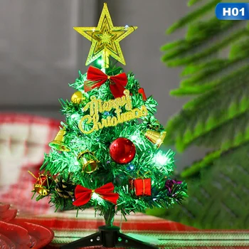 30cm Mini Kalėdų Eglutės Su LED Žibintai Smulkūs Priedai Lankas Varpai Pušies Kankorėžis Dovanos Kalėdų Darbastalio naujieji Metai Apdaila