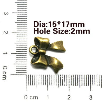 30pcs 15*17MM Bowknot Antikvariniai Bronzos Padengtą Metalo Pakabukai, 