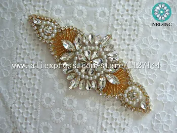(30PCS)Didmeninės rankų zawalcowany siuvimo nuotakos rose gold crystal kalnų krištolas aplikacijos geležies vestuvių suknelės 