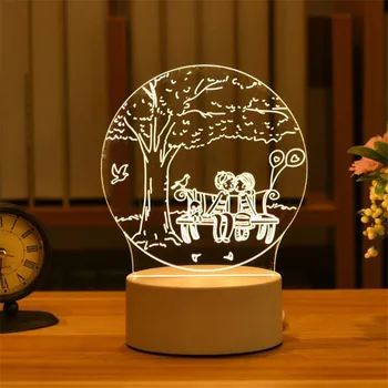 3D Akrilo LED Nakties Šviesos Mielas Mergaitė ir Berniukas, Meilės, Vestuvių Miegamasis Apdailos Stalo Lempa Vaikams Šalia Lempos Gimtadienio Dovana