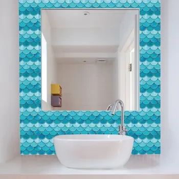 3D Blue žvynų modelis siena lipdukas gyvenamasis kambarys vonios kambarys, tapetai, fone, namų puošybai storio klijuotos sujungimas lipdukai