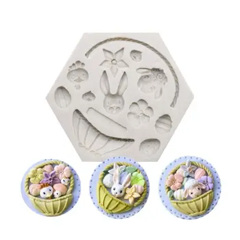 3D Gėlių Krepšelis Silikono Torto Formos Easter Bunny Kiaušinių Pelėsių Šokoladas Minkštas Apdailos Kepimo Įrankis Prekes