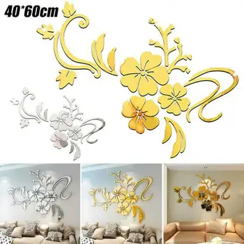 3D Gėlių Veidrodis Lipdukai Nuimamas Veidrodis Gėlių Siena Lipdukas Gyvenimo Kambario, miegamasis Kambarys Namų Dekoro Dailės Freskos Decal Veidrodis Lipdukai