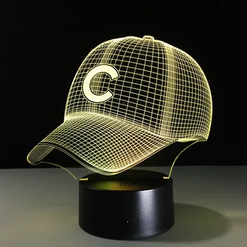3D Hip-Hop Beisbolo Komanda Bžūp LED 3D Iliuziją, kad Naktį Šviesa 7 Spalvų USB5V Arba Baterijos Amerikos Beisbolo Kepurę Holograma Vaizdo Lemputė