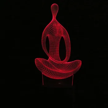 3D iliuzija Jogos Meditacija Naktį Šviesa 7 Spalvų Kaita, LED Stalas Stalo Lempa Žaislai Naujas Naktį Šviesos