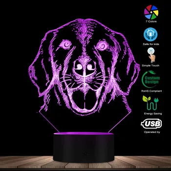 3D Labradoro Šuns Veislė Portretas Naktį LED Šviesos Asmeninę Pasirinktinį Pavadinimą naminių Gyvūnėlių Šuniuką Šunų 3D Optinė Iliuzija Stalo Lempa Dekoratyvinis