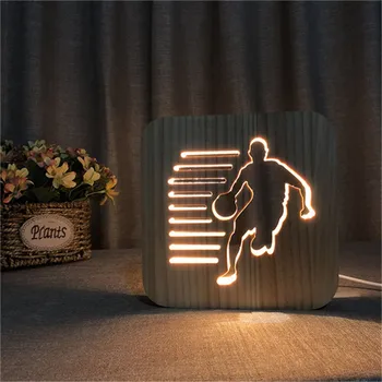3D Lempos Krepšinio Mediniai Šiltą Naktį LED Šviesos Jungiklio Mygtuką, Lempos kaip Miegamasis Dekoro USB Mokestį Vaikų Gimtadienio Dovana Lašas Laivybos