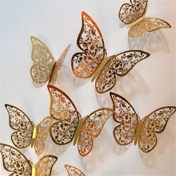 3D metalo tekstūros tuščiaviduriai drugelis sienos pasta gyvenimo kambario, miegamasis trimatis drugelis namų modeliavimas drugelis decoratio