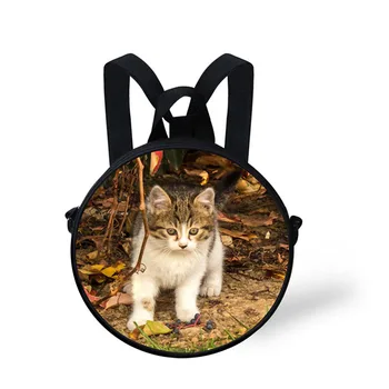 3D naminių kačių dizaino spaudinių, vaikams, apvalūs maišeliai darželio kuprinė reguliuojamas pečių krepšiai vaikas mažas apvalus krepšys vaikams