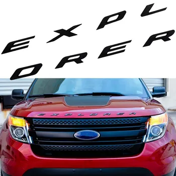 3D Raidės ABS Priekinis Dangtis Emblema Explorer Sport Kapoto Raidės, Lipdukai Ford Explorer 2011-2020 M. (Matinis Juodas)