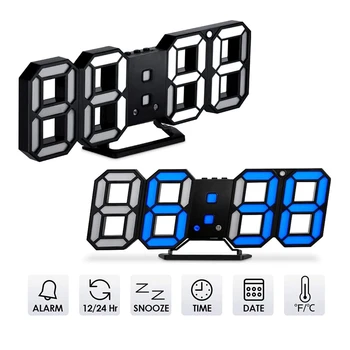 3D Skaitmeninis Laikrodis,Sieninis LED Skaičius Laiką, Žadintuvas ,Led Elektroninis Laikrodis su Atidėjimo Funkcija, Laikrodis Data