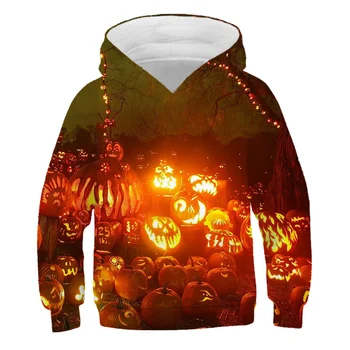 3D Spausdinimo Helovinas Berniukai Moliūgų žibintų Hoodies Rudenį, Žiemą karšto pardavimo Viršutiniai drabužiai Mergaitėms Palaidinukė Vaikus ilgomis Rankovėmis Megztinis