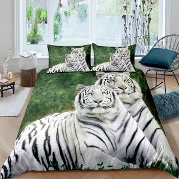 3D Spausdinimo Tigras Pakratai Rinkiniai Antklodė Padengti Nustatyti Šalikas Patalynė Užvalkalas King Size Vaikas Puošmena-Lova, Namų Tekstilė