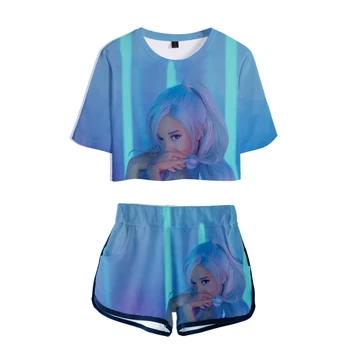 3D Susiduria Bamba Marškinėliai+šortai Moterims Dviejų dalių Rinkiniai Ariana Grande Mergina Kostiumai 19 Naujų Mados Populiarus Vasaros 3D Trumpas Spausdinti
