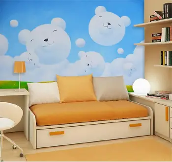 3d tapetai pasirinktinius nuotraukų freskos, vaikų kambarys pasakos lokys debesys aliejaus tapybai sofa-lova, TV foną, neaustiniai tapetai, sienų 3d