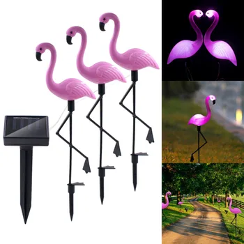 3Pcs/daug LED Saulės Kuolo Šviesos Flamingo Saulės Šviesos Žibintai, Žibintų Dekoratyviniai Lauko Vejos Kieme Lempa Saulės energija Varomas Šviesos Kelias