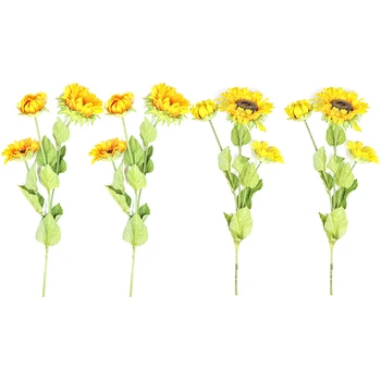 4 Kekės, Saulėgrąžų Dirbtinių Gėlių Netikrą Gėlių Vestuvių Ūkyje Šilko Gėlių Namų Puošybai