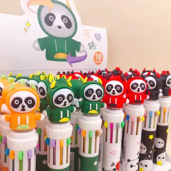 40 vnt./daug Animacinių filmų Panda 10 Spalvų Tušinukas Mielas kamuolys rašikliai Mokyklos Buveinė rašymo Reikmenys Raštinės reikmenys Dovana