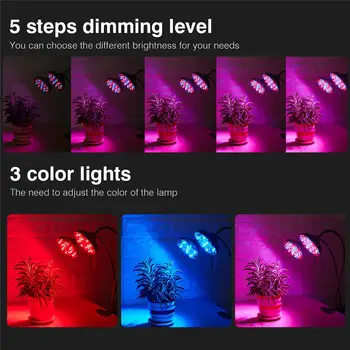 45W LED Grow Light Dvejopo Galvos Augalų, Gėlių Lotus Lempa, Stalas Įrašą Turėtojas Raudona Mėlyna UV SPINDULIŲ Apšvietimo Apkabos, Lempa Daržovių Patalpų