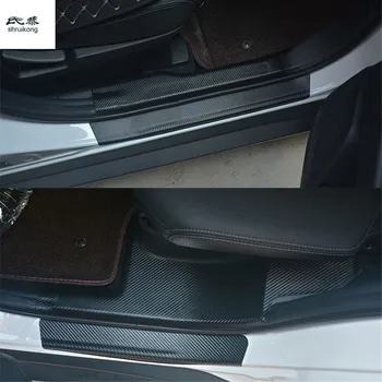 4pcs/daug automobilių lipdukas stilius anglies pluošto grūdų PU odos durų slenksčio dekoratyvinis dangtelis 2013-2018 m. 