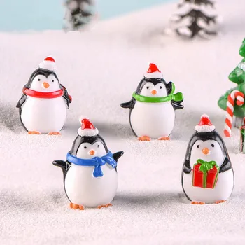 4pcs Mielas Kalėdų Mini Pingvinas Pasakų Sodo Miniatiūros Dervos Amatų Terariumai Figūrėlės Micro Snowscape Priedai 