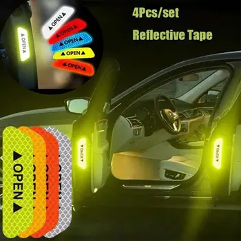 4PCS/SET Automobilių Stilius Įspėjimo Lipdukas klijuojamas ant Automobilio Duris Atidaryti Duris Avarijos Saugos Įspėjimas šviesą Atspindintys Lipdukai
