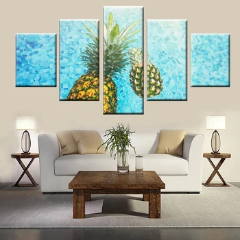 5 gabalus HD spausdinti ananasų šviežių vaisių plakatas drobės namų dekoro freskos sienų apdailai meno
