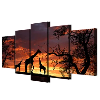 5 Skydelis Gyvūnų Žirafos Dekoratyvinis Dažymas HD Plakatas Drobės Abstrakti Tapyba Foto Sienos Nuotrauka Už Kambarį