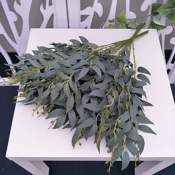 5 šakių modeliavimas gluosnio vynuogių dirbtinių augalų lapai, vestuvių susitarimą dekoro rekvizitai netikrą gluosnio žolės dirbtiniai augalai