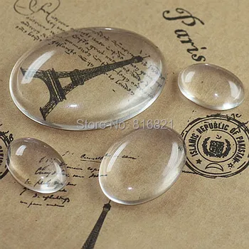 ( 50 Vnt/daug) Naujas skaidrus Stiklas Ovalo formos Kabinas Cabochons Kamėja Padengti Juvelyrikos Amatais