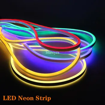 50 Vnt. Led Neon Light SMD 2835 5m 120LEDs/m DC12V Vandeniui LED juostos Diodų Juosta Lanksti Virvė Dekoro Juostelės Reklamos lempos