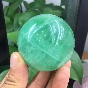 50MM Gražus gamtos žalia fluorito kamuolys natūralių kristalų reiki gydymo