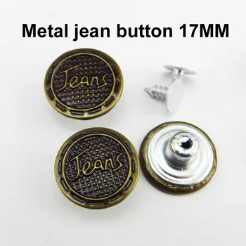 50PCS 17MM NAUJĄ LAIŠKĄ, JEAN mygtuką konstrukcijos metalo Dekoratyvinis kelnės prekės apvalius mygtukus drabužių priedų MJB-301