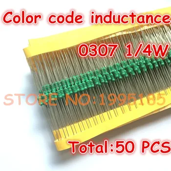 50pcs/daug 0307 1/4W SKIRTI 0,56 UH Spalvos kodas induktyvumą 0307-R56M spalvos žiedas induktyvumą