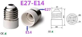 50pcs E27 į E14 LED Lizdas adapteris lempose E27-E14 Konverteris Extender lemputė bazės lempos laikiklis Nemokamas siuntimas Su Tracking Nr.