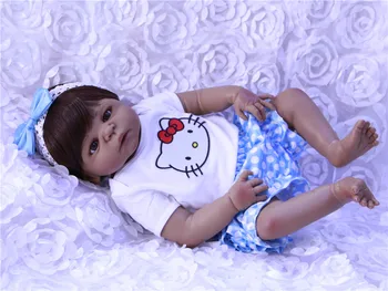 55cm Full Body Silikono Reborn Baby Doll Žaislas 22inch Juoda Oda Naujagimių Mergaitė Princesė Bamblys Kūdikių Lėlės Vaiko Žaislas Vonioje