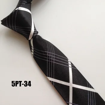 5cm Jaunų Vyrų Siauras Kaklaraištis Mados Spausdinti Satino Necktie su Unikaliu Plaids