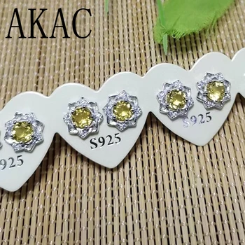 5pairs AKAC approx5mm natūralus citrinas rašė gėlių dizainas stud auskarai moterims, auskarai didmeninės