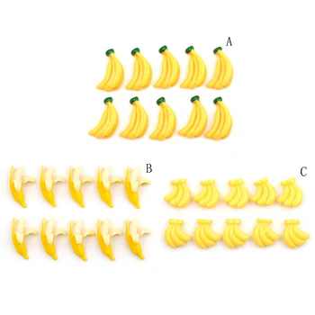 5Pc Dirbtinės Dervos Netikrą Miniatiūrinės Maisto, Vaisių, Bananų Kawaii 