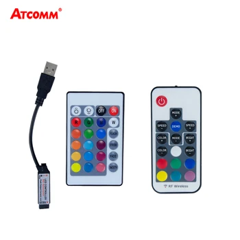 5V USB RGB Valdiklis IR Nuotolinio 3 17 24 Pagrindinių RGB LED Dimmer, 4 Pin Sąsaja Taikomos 5050 2835 USB LED Juostos