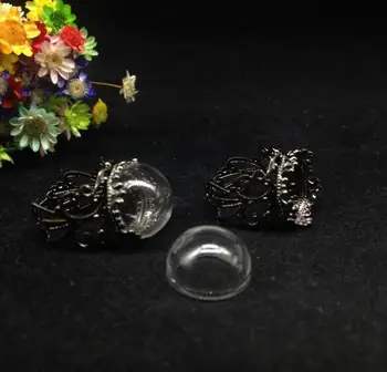 5vnt 15mm derinys spalvų Stiklo pusė Kamuolys 15 mm, gėlių bazės, keičiamo dydžio Vestuviniai Žiedai Moterims žiedas 