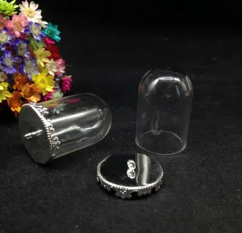 5vnt 30*20mm aišku, vamzdžių bell jar formos stiklo buteliukas pakabukas gėlė bazės stiklo butelio dangtelį dome priedai stiklo amatų 